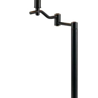 Furnizzeme 3 Way Metal Body Table Lamp With Swing Arm And Conical Fabric Shade, Black
