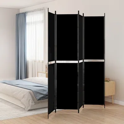Vidaxl 4-panel Room Divider Black 78.7"x86.6" Fabric