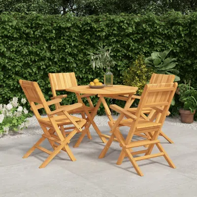 Vidaxl 5 Piece Patio Dining Set Solid Wood Teak