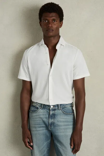 REISS WHITE ROBBIE MODAL-BLEND SHIRT 