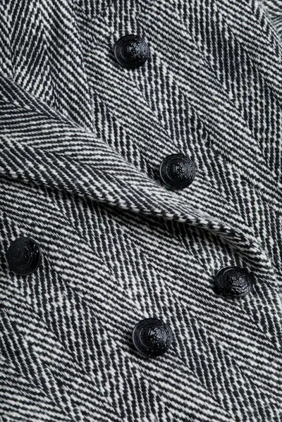 L Agence Marie Double Breasted Blazer Black/white Tweed In Black/white Tweed