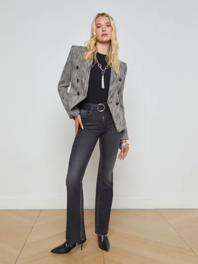 L Agence Marie Double Breasted Blazer Black/white Tweed In Black/white Tweed