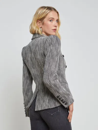 L Agence Marie Double Breasted Blazer Black/white Tweed In Black/white Tweed