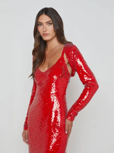L Agence Rocco Sequin Shrug In Red Sequin