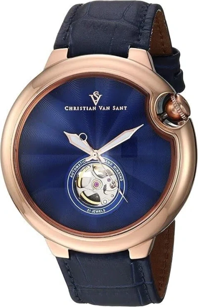 Pre-owned Christian Van Sant Men's Cv0143 Cyclone Automatic Analog Display Blue Watch