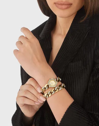 Pre-owned Philipp Plein Women's Watch Analog Quartz The Hexagon Groumette Pwwba0523 Steel