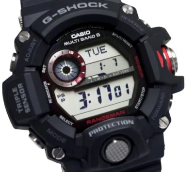 Pre-owned Casio Gw9400-1 G-shock Rangeman Black Red Digital Dial Resin Band Men Watch