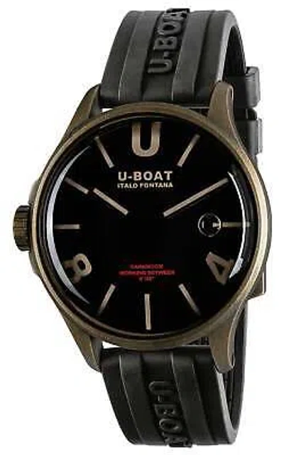 Pre-owned U-boat Darkmoon Bronze Pvd Black Dial Black Rubber Strap Quartz Mens Watch 9548