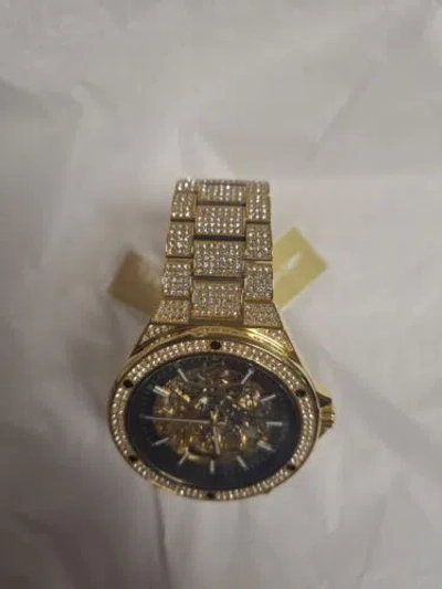 Pre-owned Michael Kors Everest Automatic Watch 48mm Gold Black Dial Watch Mk9151