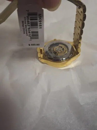 Pre-owned Michael Kors Everest Automatic Watch 48mm Gold Black Dial Watch Mk9151