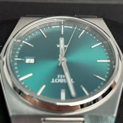 Pre-owned Tissot Prx Green Dial Stainless Steel Quartz Men's Watch 40mm T137.410.11.091.00