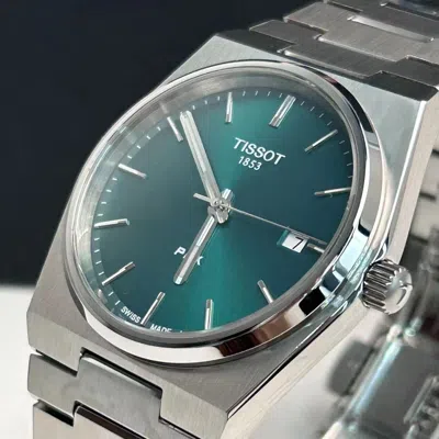 Pre-owned Tissot Prx Green Dial Stainless Steel Quartz Men's Watch 40mm T137.410.11.091.00