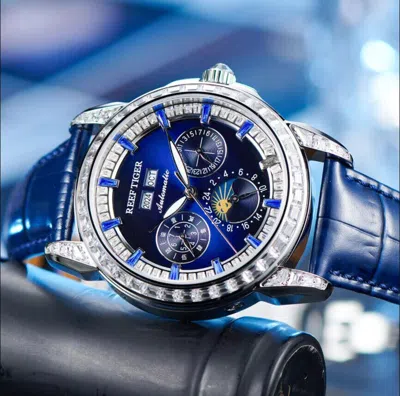 Pre-owned Reef Tiger Men Automatic Watch Luxury Mechanical Multi Dial Year Month Week Date