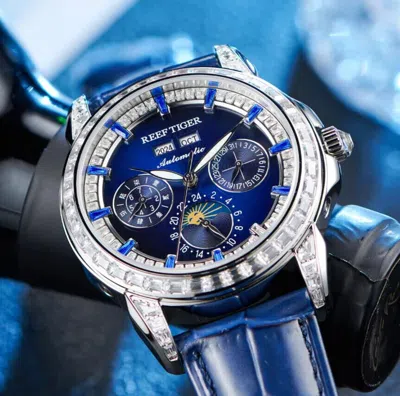 Pre-owned Reef Tiger Men Automatic Watch Luxury Mechanical Multi Dial Year Month Week Date