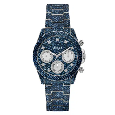 Pre-owned Guess Ladies Watch Wristwatch Indigo Gw0750l1 Stainless Steel