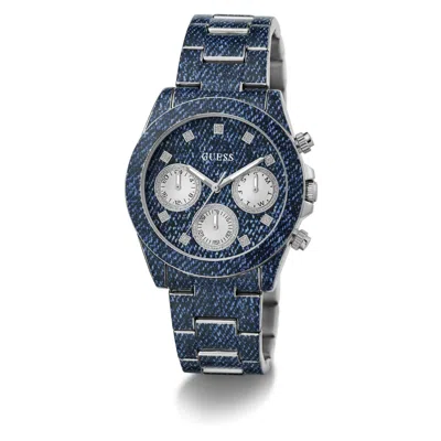 Pre-owned Guess Ladies Watch Wristwatch Indigo Gw0750l1 Stainless Steel