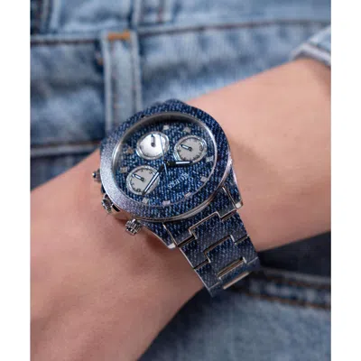 Pre-owned Guess Ladies Watch Wristwatch Indigo Gw0750l1 Stainless Steel