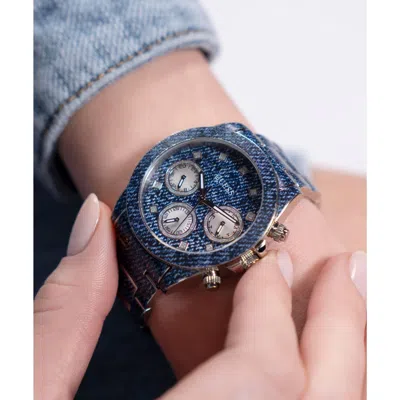 Pre-owned Guess Ladies Watch Wristwatch Indigo Gw0750l1 Stainless Steel