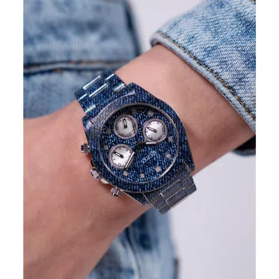 Pre-owned Guess Ladies Watch Wristwatch Indigo Gw0750l1 Stainless Steel