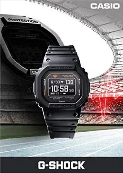 Pre-owned Casio Watch G-shock Domestic G-squad Heart Rate Monitor With Bluetooth Dw-h 165 In Pale Blue