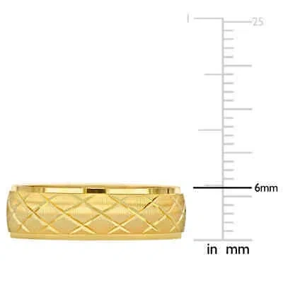 Pre-owned Amour Men's 6mm Lattice Wedding Band In 14k Yellow Gold