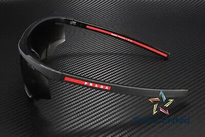 Pre-owned Prada Linea Rossa Ps 07ys Dg006f Black Rubber Dark Grey 76 Mm Men's Sunglasses In Gray