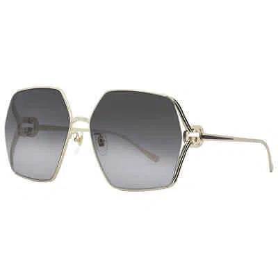 Pre-owned Gucci Grey Butterfly Ladies Sunglasses Gg1322sa 001 64 Gg1322sa 001 64 In Gray