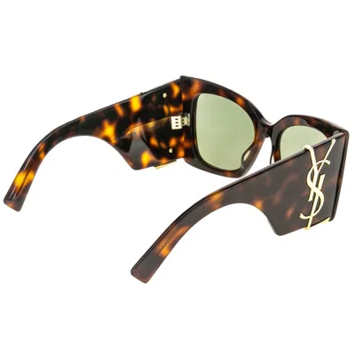 Pre-owned Saint Laurent Blaze Ysl Slm119 002 Brown Green Bold Cassandre Logo Sunglass 119