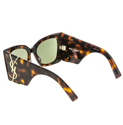 Pre-owned Saint Laurent Blaze Ysl Slm119 002 Brown Green Bold Cassandre Logo Sunglass 119