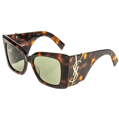Pre-owned Saint Laurent Blaze Ysl Slm119 002 Brown Green Bold Cassandre Logo Sunglass 119