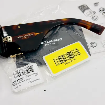 Pre-owned Saint Laurent Blaze Ysl Slm119 002 Brown Green Bold Cassandre Logo Sunglass 119