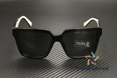 Pre-owned Prada Pr 24zs 1ab5s0 Black Dark Grey 56 Mm Women's Sunglasses In Gray