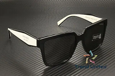 Pre-owned Prada Pr 24zs 1ab5s0 Black Dark Grey 56 Mm Women's Sunglasses In Gray