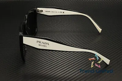 Pre-owned Prada Pr 24zs 1ab5s0 Black Dark Grey 56 Mm Women's Sunglasses In Gray