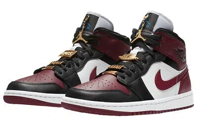 Pre-owned Jordan 1 Mid Se Black Dark Beetroot Women's Cz4385-016 In Multicolor