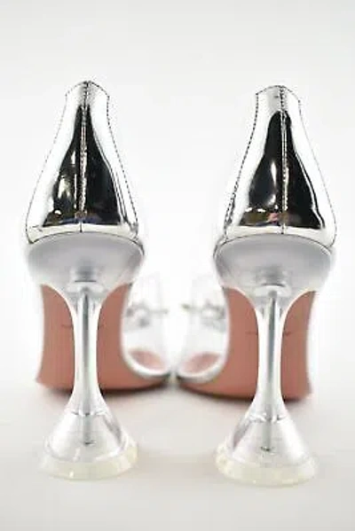 Pre-owned Amina Muaddi 95 Begum Pump Pvc Clear Transparent Glass Crystal Sandal Heel 38