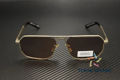 Pre-owned Prada Pr A53s Vaf10d Matte Pale Gold Light Brown 59 Mm Men's Sunglasses