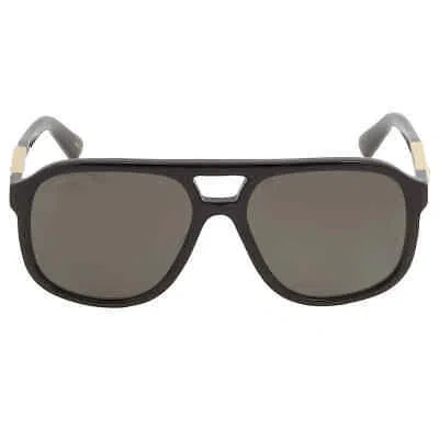 Pre-owned Gucci Polarized Dark Grey Pilot Unisex Sunglasses Gg1188s 001 58 Gg1188s 001 58 In Gray