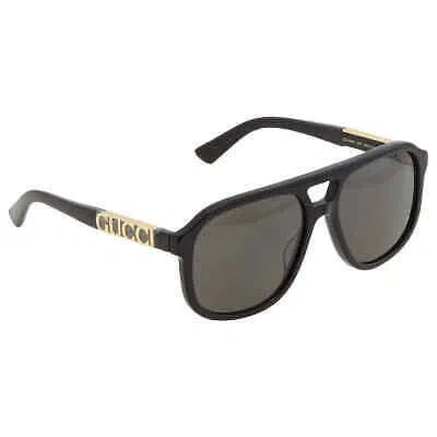 Pre-owned Gucci Polarized Dark Grey Pilot Unisex Sunglasses Gg1188s 001 58 Gg1188s 001 58 In Gray