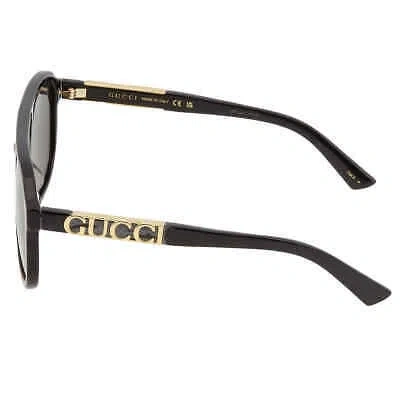 Pre-owned Gucci Polarized Dark Grey Pilot Unisex Sunglasses Gg1188s 001 58 Gg1188s 001 58 In Gray