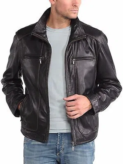 Pre-owned Handmade Men's Genuine Cowhide Leather Designer Men's Motorcycle Biker Jacket Uc004 In Black