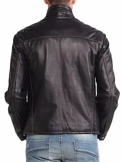 Pre-owned Handmade Men's Genuine Cowhide Leather Designer Men's Motorcycle Biker Jacket Uc004 In Black