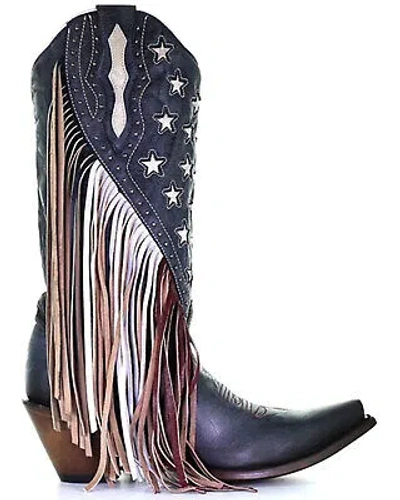 Pre-owned Corral Boots Corral Women's Lamb Stars Inlay And Studs Western Boot - Snip Toe - C3749 In Blue
