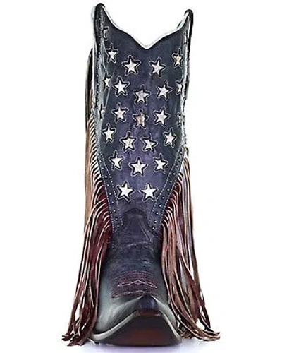 Pre-owned Corral Boots Corral Women's Lamb Stars Inlay And Studs Western Boot - Snip Toe - C3749 In Blue