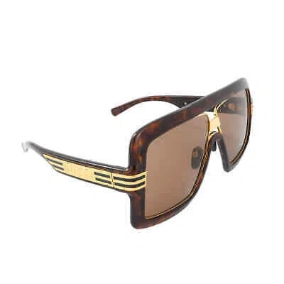 Pre-owned Gucci Brown Shield Unisex Sunglasses Gg0900s 002 60 Gg0900s 002 60