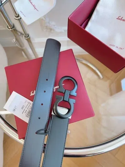 Pre-owned Ferragamo Salvatore  Reversible Black And Brown Belt Black Buckle Size 105/42