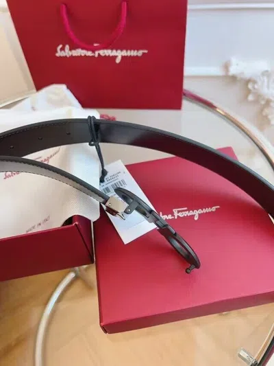 Pre-owned Ferragamo Salvatore  Reversible Black And Brown Belt Black Buckle Size 105/42