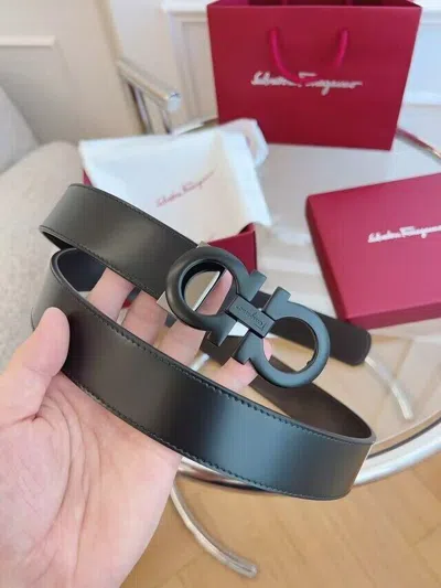 Pre-owned Ferragamo Salvatore  Reversible Black And Brown Belt Black Buckle Size 105/42