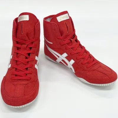 Pre-owned Asics 1083a001  Wrestling Shoes Red X White X Silver Ex-eo Successor Us7.5-11.5