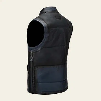 Pre-owned Cuadra H353bob -  Blue Casual Leather Vest For Men